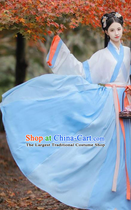 Chinese Jin Dynasty Patrician Female Costumes Traditional Ancient Hanfu Garment Blouse and Skirt for Young Lady