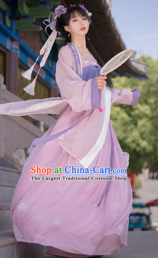 Traditional Chinese Song Dynasty Princess Costumes Ancient Court Lady Hanfu Garment Embroidered BeiZi Blouse Strapless and Skirt Full Set
