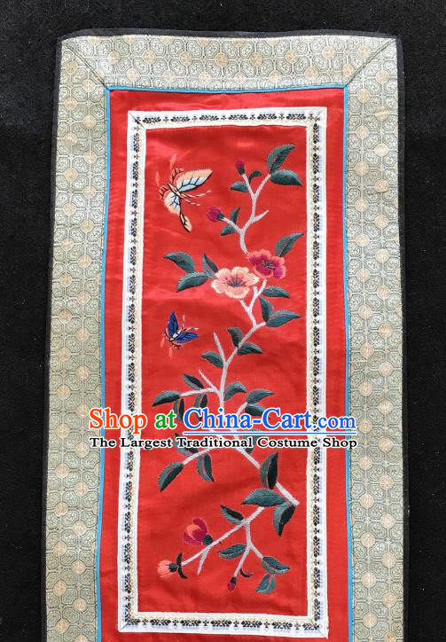 Chinese National Embroidered Flowers Bird Paintings Traditional Handmade Embroidery Decorative Red Silk Picture Craft