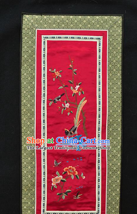 Chinese National Embroidered Magpie Plum Blossom Silk Painting Traditional Handmade Embroidery Craft Embroidering Decorative Wall Picture