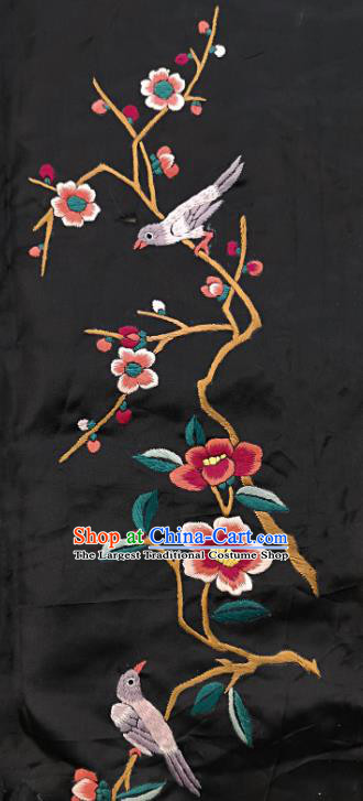 Chinese National Embroidered Plum Blossom Black Silk Painting Traditional Handmade Embroidery Craft Embroidering Decorative Wall Picture