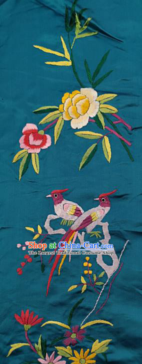 Chinese National Embroidered Yellow Peony Birds Silk Painting Traditional Handmade Embroidery Craft Embroidering Decorative Wall Picture