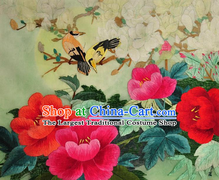 Traditional Chinese Embroidered Magnolia Peony Silk Patches Handmade Embroidering Dress Applique Embroidery Fabric Accessories