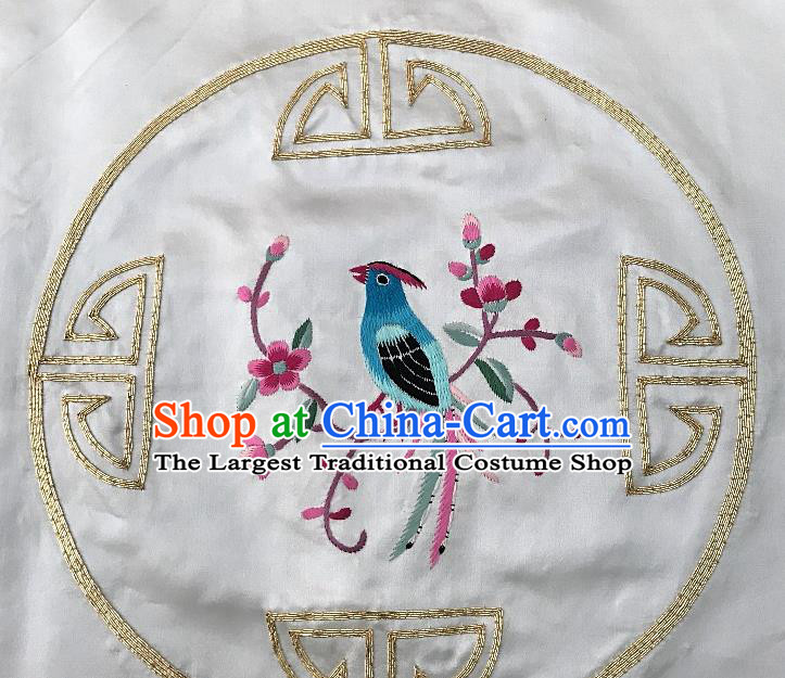 Traditional Chinese Embroidered Bird Plum Cloth Patches Handmade Embroidering Dress Applique Embroidery Silk Fabric Round Accessories