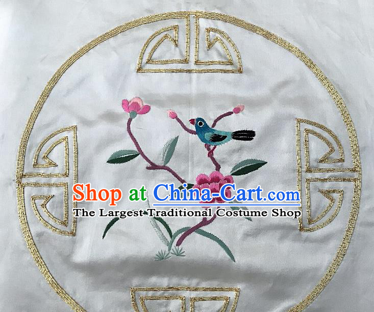 Traditional Chinese Embroidered Flower Bird Cloth Patches Handmade Embroidering Dress Applique Embroidery Silk Fabric Round Accessories