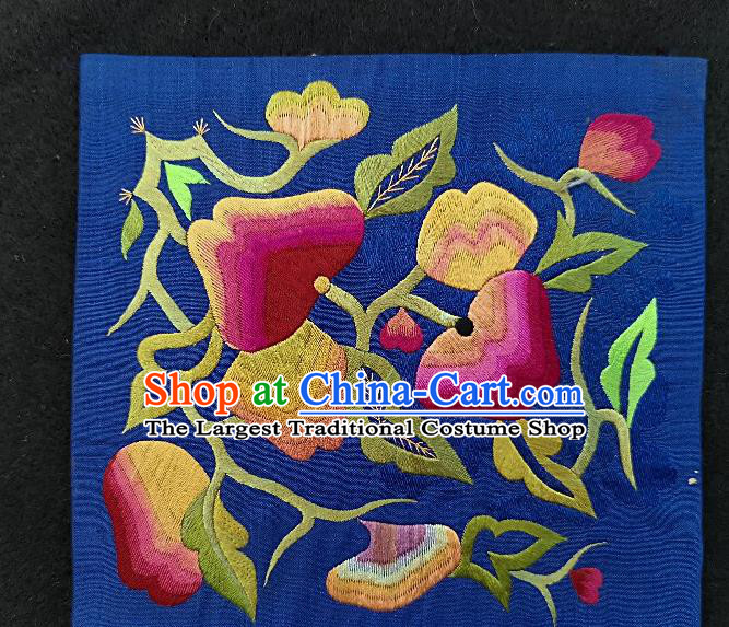 Traditional Chinese Embroidered Royalblue Silk Patches Handmade Embroidery Fabric Accessories Embroidering Dress Applique