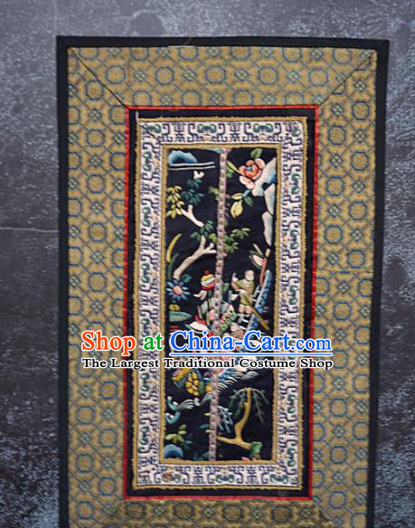 Chinese National Embroidered Dragon Boat Black Silk Paintings Traditional Handmade Embroidery Decorative Picture Craft