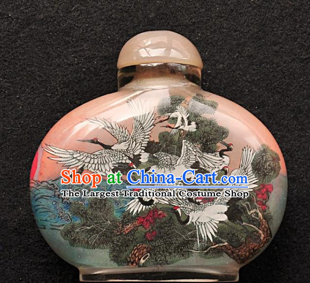 Chinese Handmade Snuff Bottle Traditional Inside Painting Cranes Snuff Bottles Artware