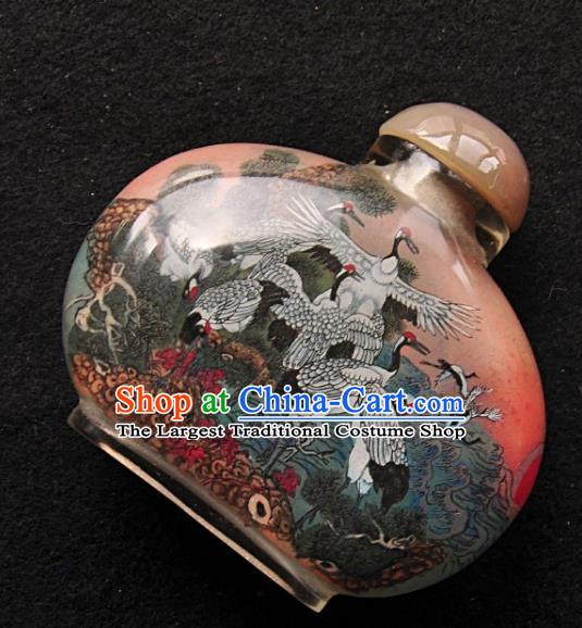 Chinese Handmade Snuff Bottle Traditional Inside Painting Cranes Snuff Bottles Artware