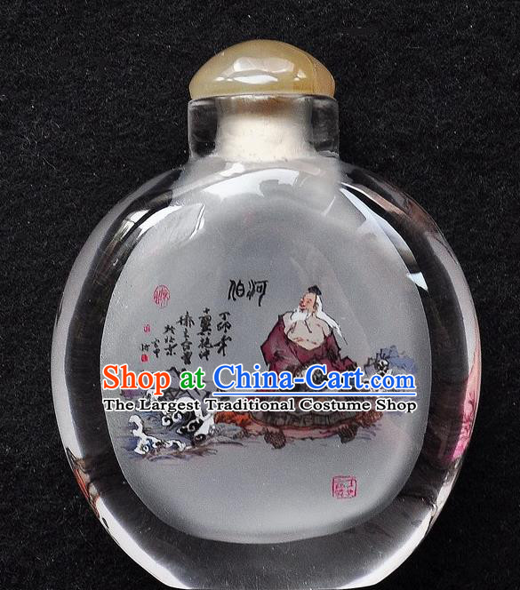 Chinese Handmade Snuff Bottle Traditional Inside Painting The God of River Snuff Bottles Artware