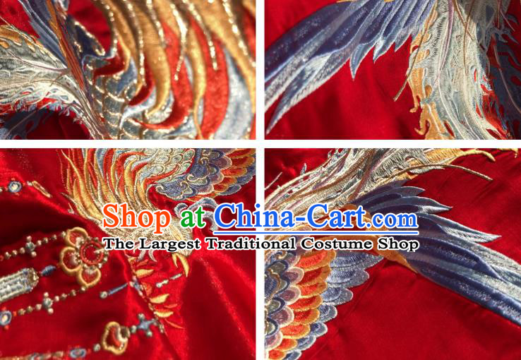 Chinese Ming Dynasty Royal Empress Embroidered Red Costumes Traditional Ancient Court Woman Garment Hanfu Cloak Blouse and Skirt Full Set