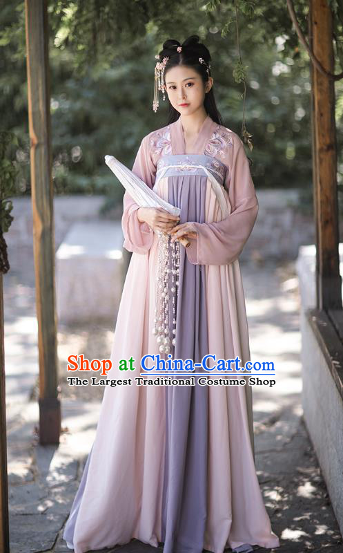 Traditional Chinese Tang Dynasty Costumes Ancient Palace Lady Hanfu Garment Embroidered Blouse and Dress for Women