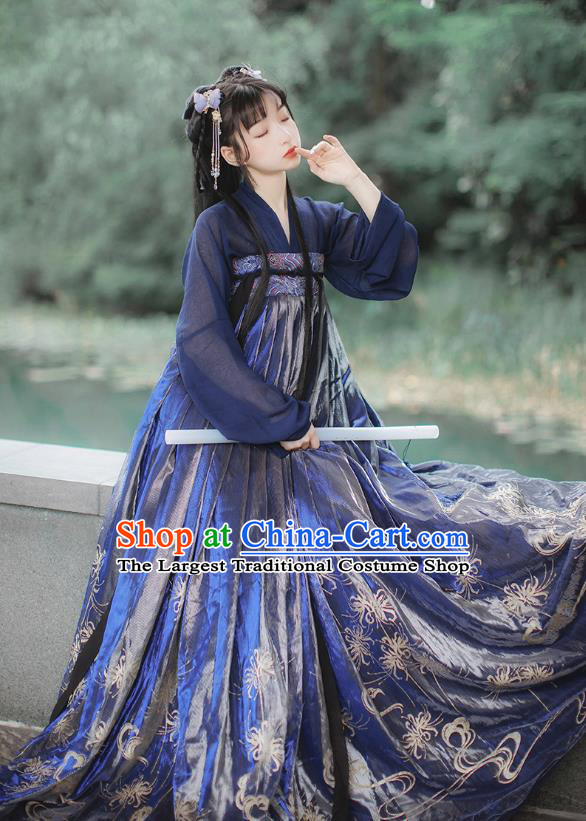 Chinese Traditional Ancient Tang Dynasty Palace Lady Costumes Classical Hanfu Purple Blouse and Dress Set