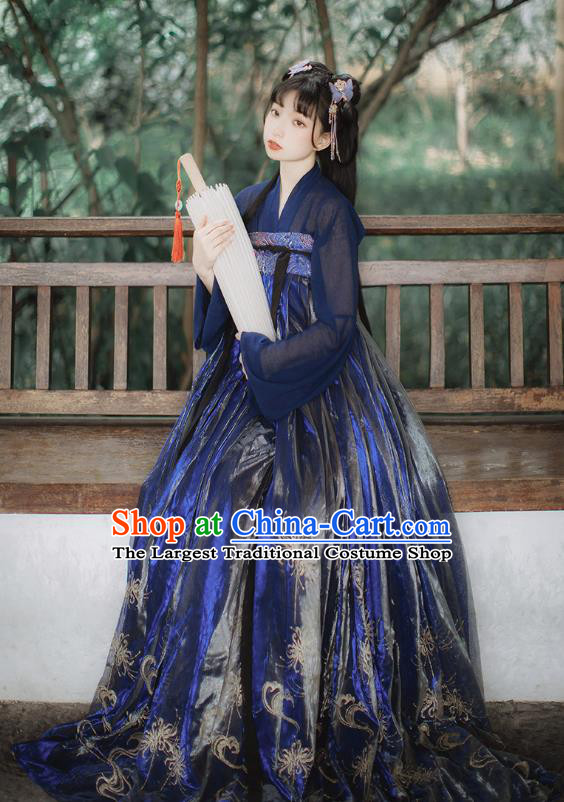 Chinese Traditional Ancient Tang Dynasty Palace Lady Costumes Classical Hanfu Purple Blouse and Dress Set