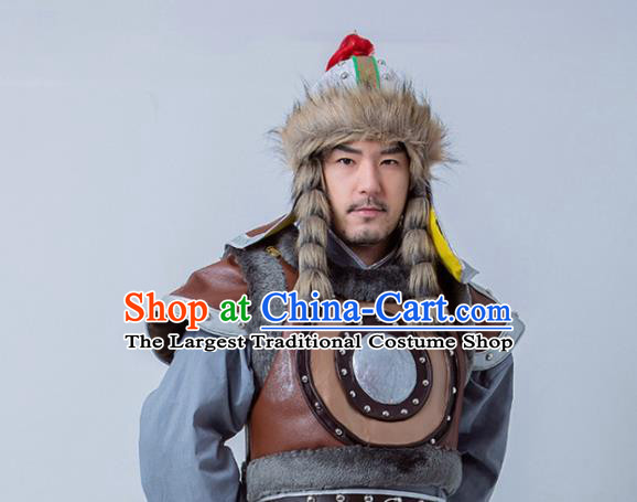 Chinese Ancient General Armor Costume Drama Huns King Clothing for Men