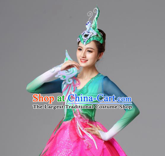 Traditional Chinese Opening Dance Pink Dress Modern Dance Lotus Dance Stage Performance Costume for Women