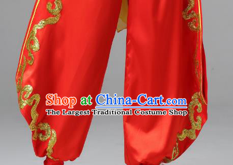 Traditional Chinese Folk Dance Red Outfits Dress Drum Dance Yangko Dance Stage Performance Costume for Women
