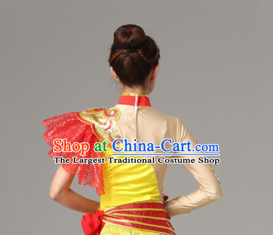 Traditional Chinese Folk Dance Red Outfits Drum Dance Dress Yangko Dance Stage Performance Costume for Women