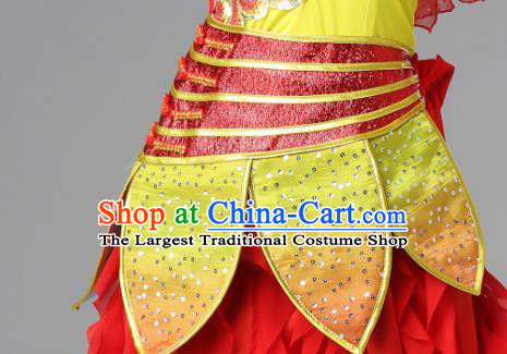 Traditional Chinese Folk Dance Red Outfits Drum Dance Dress Yangko Dance Stage Performance Costume for Women