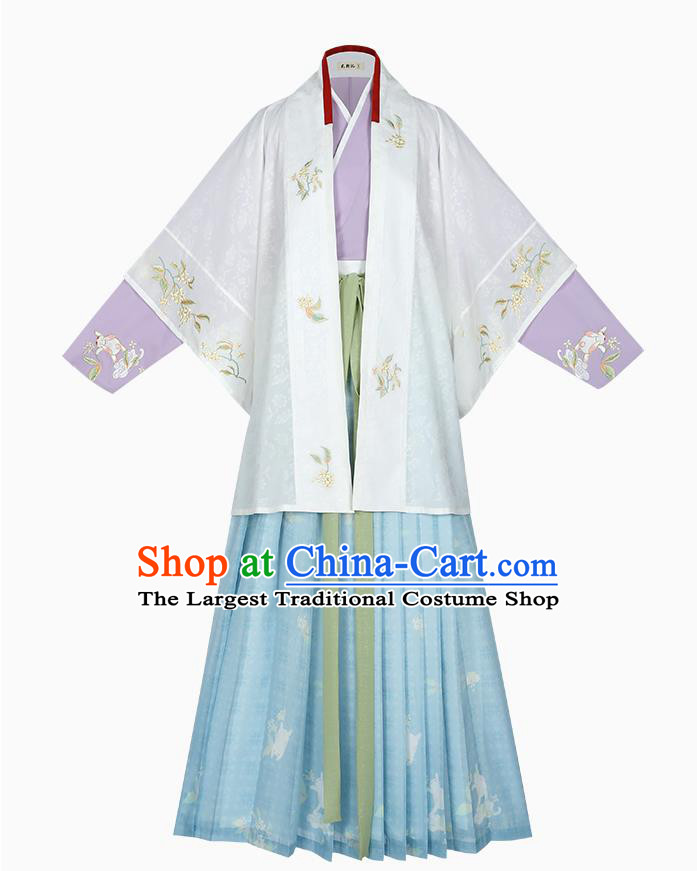 Traditional Chinese Song Dynasty Village Girl Hanfu Dress Apparels Ancients Young Lady Historical Costumes BeiZi Blouse and Skirt Full Set