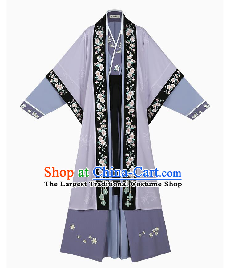 Traditional Chinese Song Dynasty Noble Female Hanfu Dress Apparels Ancients Young Mistress Historical Costumes Embroidered Cloak Blouse and Skirt Full Set