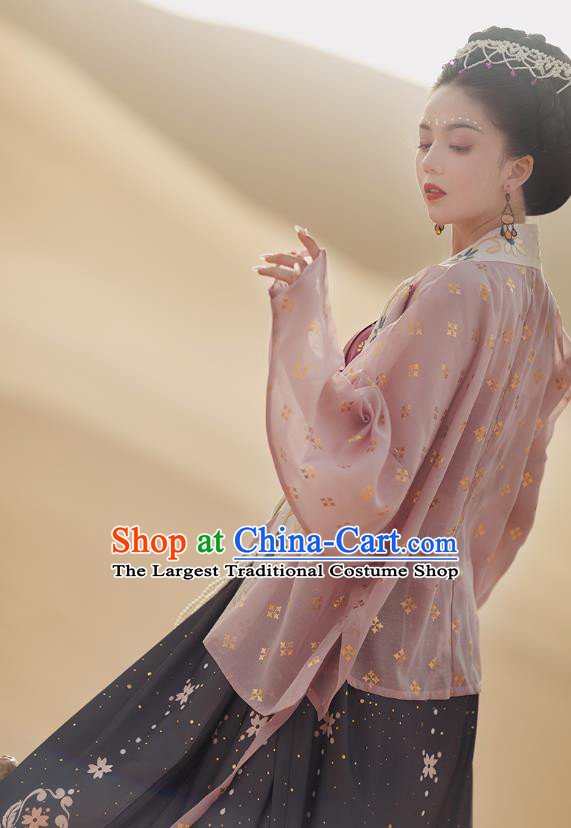 Traditional Chinese Song Dynasty Young Woman Hanfu Dress Apparels Ancients Dance Lady Historical Costumes Blouse Strapless and Skirt Full Set