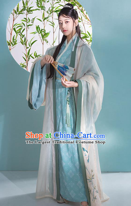 Traditional Chinese Song Dynasty Scholar Hanfu Apparels Ancient Nobility Childe Historical Costumes Cloak and Gown Full Set