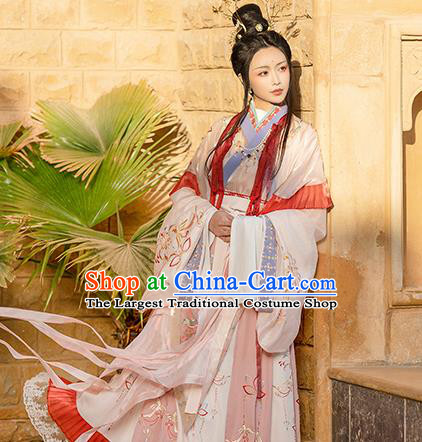 Traditional Chinese Jin Dynasty Noble Infanta Hanfu Dress Apparels Ancient Royal Princess Historical Costumes Complete Set