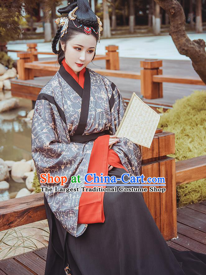 Traditional Chinese Jin Dynasty Imperial Concubine Hanfu Dress Apparels Ancient Noble Woman Historical Costumes Blouse and Skirt Complete Set