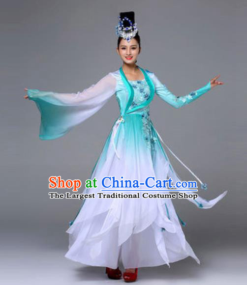 Traditional Chinese Classical Dance Green Outfits Fan Dance Dress Umbrella Dance Stage Performance Costume for Women