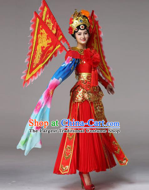 Traditional Chinese Peking Opera Dance Red Outfits Classical Dance Dress Spring Festival Gala Dance Stage Performance Costume for Women