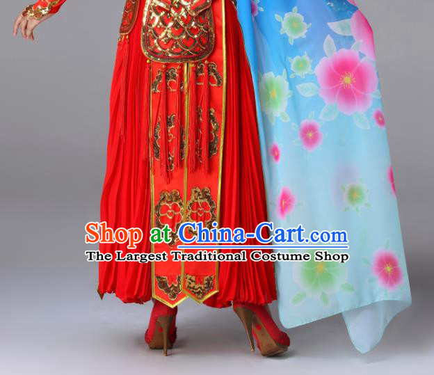 Traditional Chinese Peking Opera Dance Red Outfits Classical Dance Dress Spring Festival Gala Dance Stage Performance Costume for Women