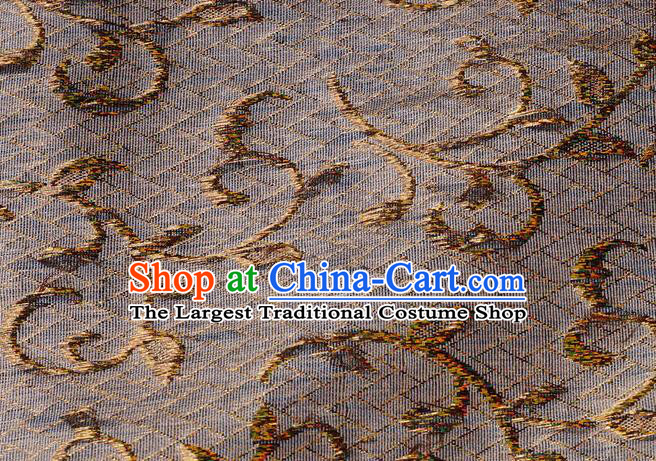 Chinese Traditional Scroll Grass Pattern Design Brown Brocade Fabric Tapestry Cloth Asian Silk Material