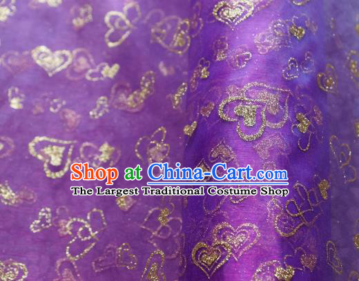 Chinese Traditional Heart Shape Pattern Design Violet Veil Fabric Grenadine Cloth Asian Gauze Material