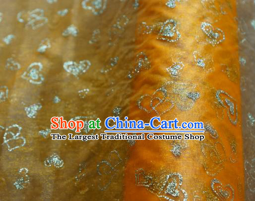 Chinese Traditional Heart Shape Pattern Design Orange Veil Fabric Grenadine Cloth Asian Gauze Material