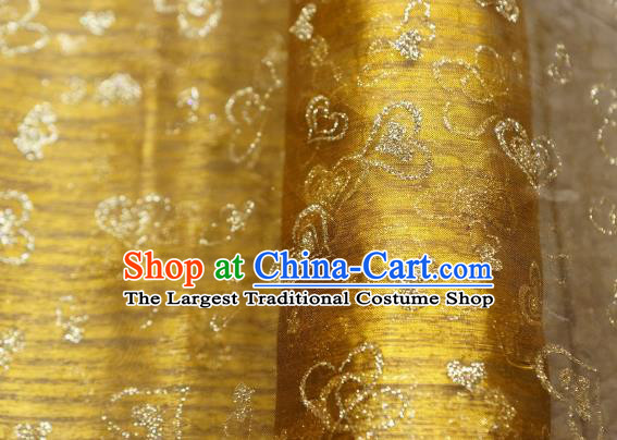 Chinese Traditional Heart Shape Pattern Design Bright Golden Veil Fabric Grenadine Cloth Asian Gauze Material
