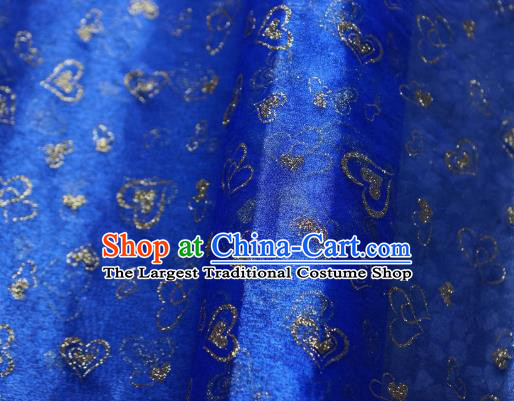 Chinese Traditional Heart Shape Pattern Design Royalblue Veil Fabric Grenadine Cloth Asian Gauze Material