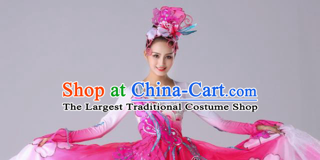 Traditional Chinese Peach Blossom Dance Outfits Classical Dance Pink Dress Opening Dance Stage Performance Costume for Women