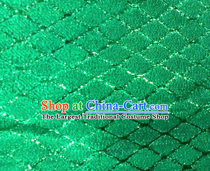 Chinese Traditional Argyle Pattern Design Green Brocade Fabric Tapestry Cloth Asian Silk Satin Material