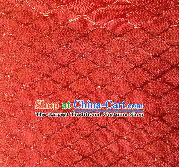 Chinese Traditional Argyle Pattern Design Red Brocade Fabric Tapestry Cloth Asian Silk Satin Material