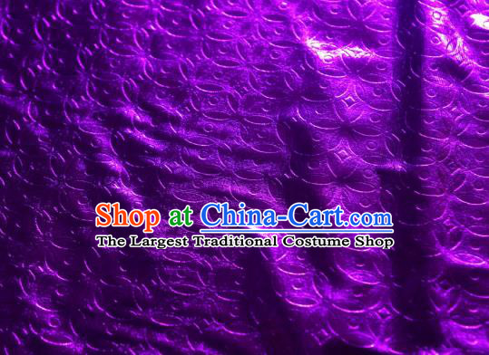 Chinese Traditional Copper Cash Pattern Design Purple Spandex Fabric Cloth Material Asian Dress Anaglyph Drapery