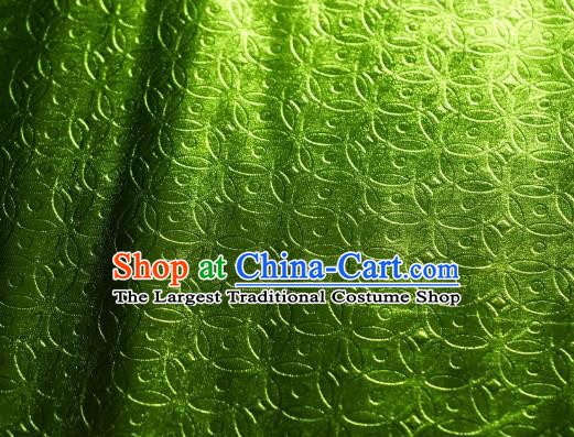 Chinese Traditional Copper Cash Pattern Design Green Spandex Fabric Cloth Material Asian Dress Anaglyph Drapery