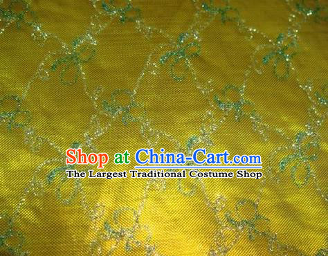 Chinese Traditional Gilding Bowknot Pattern Design Golden Satin Fabric Cloth Crepe Material Asian Dress Brocade Drapery