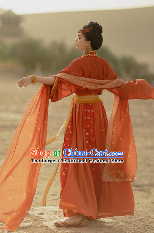 Traditional Chinese Tang Dynasty Dance Lady Red Hanfu Dress Apparels Ancient Nobility Female Historical Costumes Full Set