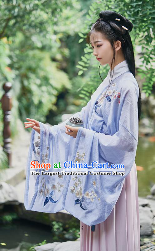 Traditional Chinese Ancient Palace Lady Hanfu Dress Apparels Han Dynasty Princess Historical Costumes Embroidered Blouse and Skirt for Women
