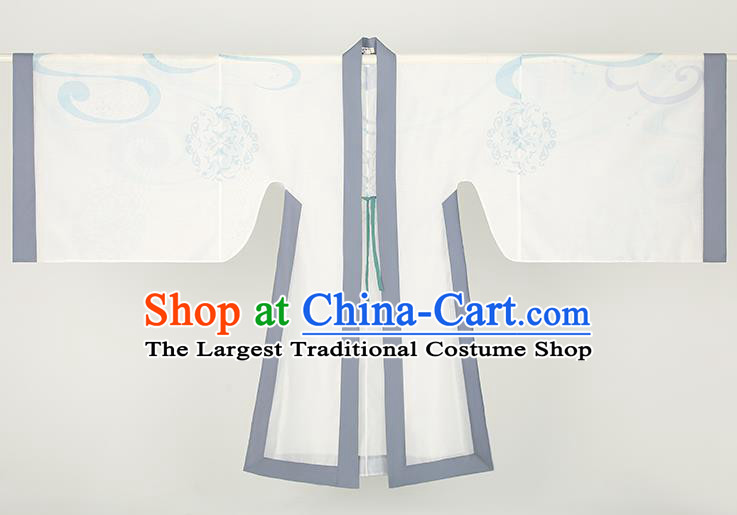 Traditional Chinese Ming Dynasty Swordsman Apparels Ancient Taoist Historical Costumes Embroidered Cloak and Long Gown for Men