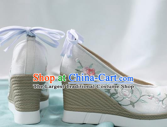 Chinese Traditional National Wedges Heel Shoes Cloth Shoes Embroidered Shoes Hanfu Shoes Women Shoes Handmade Shoes