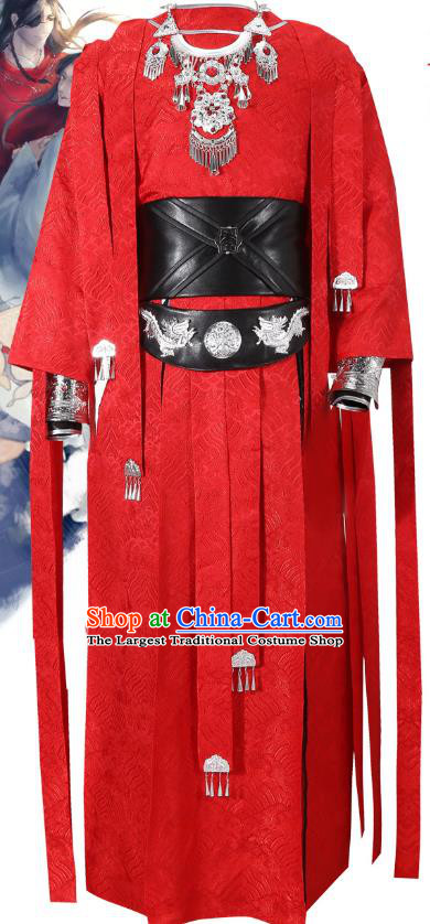Traditional Chinese Cosplay Swordsman Red Costumes China Ancient Knight Clothing for Women