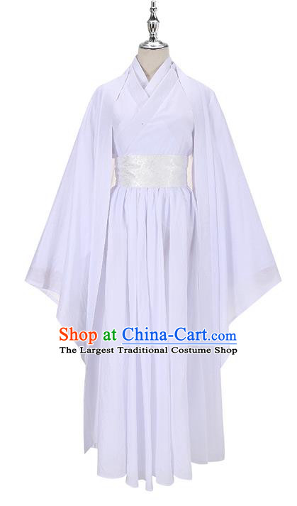 Traditional Chinese Cosplay Female Swordsman Costumes China Ancient Knight Clothing Fairy Princess White Dress for Women
