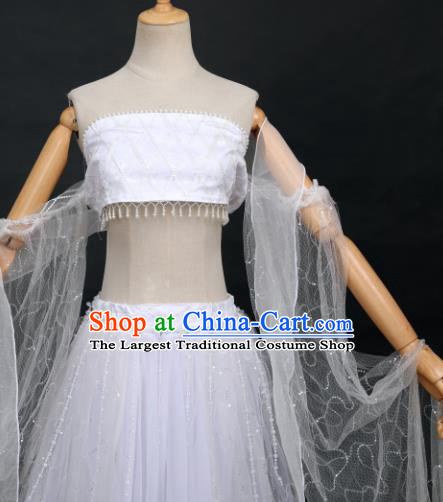 Traditional Chinese Cosplay Fairy Classical Dance White Hanfu Dress Costumes Ancient Female Swordsman for Women